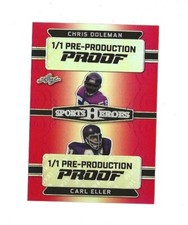 2018 Leaf Sports Heroes CHRIS DOLEMAN & CARL ELLER Pre-Production Proof RC #1/1
