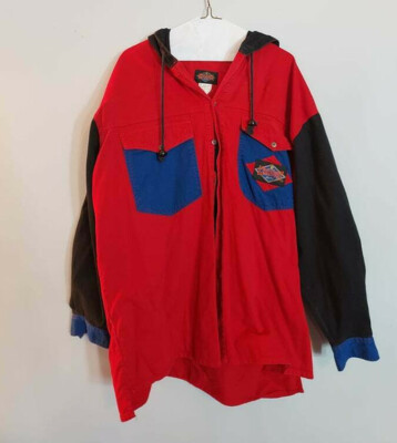 Exhaust jeans Vintage Large Hip hop Jacket Never worn multi color G $