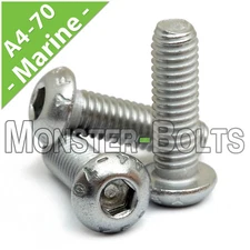 M8 Stainless Steel Button Head Socket Cap Screws, A4 / 316 Marine, Coarse 1.25