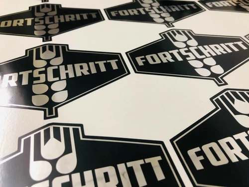 2x black chrome progress Trator GDR sticker decal old school retro vintage