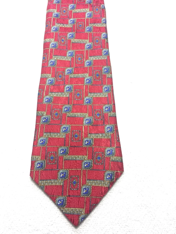 HENRY GRETHEL CORBATA HOMBRE ROJA CON AZUL Y ORO GRIS 4 X 58 Foto 2 de 4