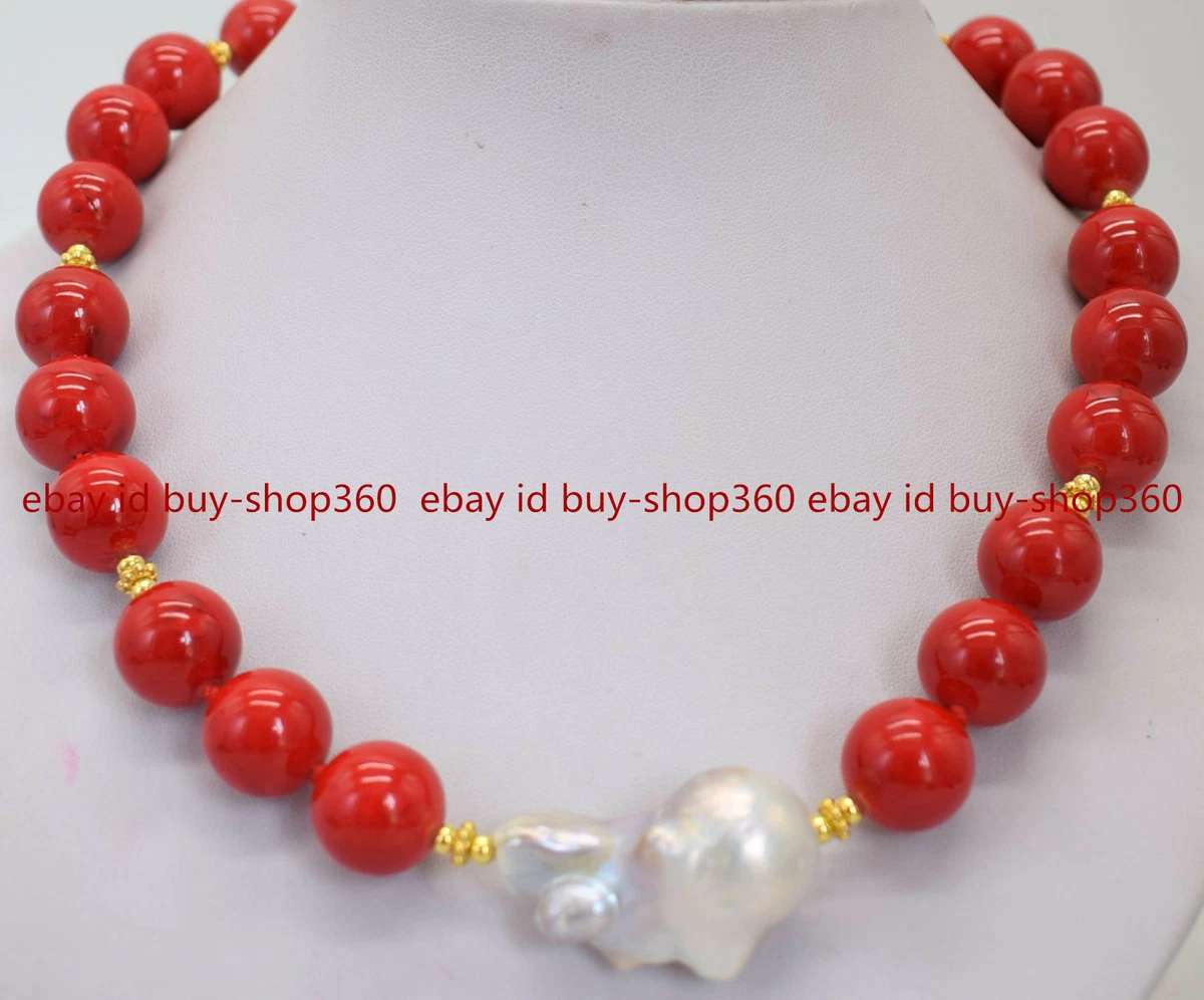 Red coral and pearl pendant deals