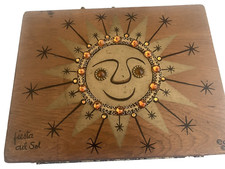 Enid Collins Of Texas Fiesta del Sol 1967 Vintage Sun Wood Box Bag Rare Design