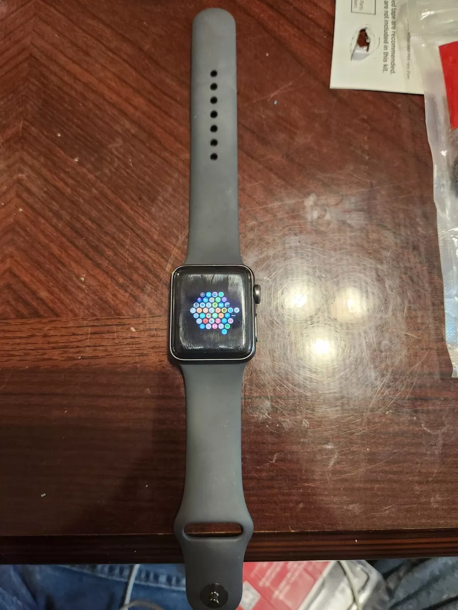 Black apple watch with grey band sales