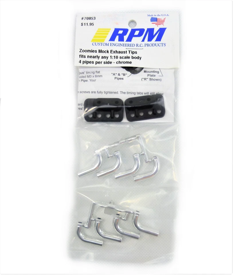 RPM CHROME ZOOMIES MOCK EXHAUST HEADERS SET  for 1:10 RC Car or Truck Crawler - Image 3 of 3