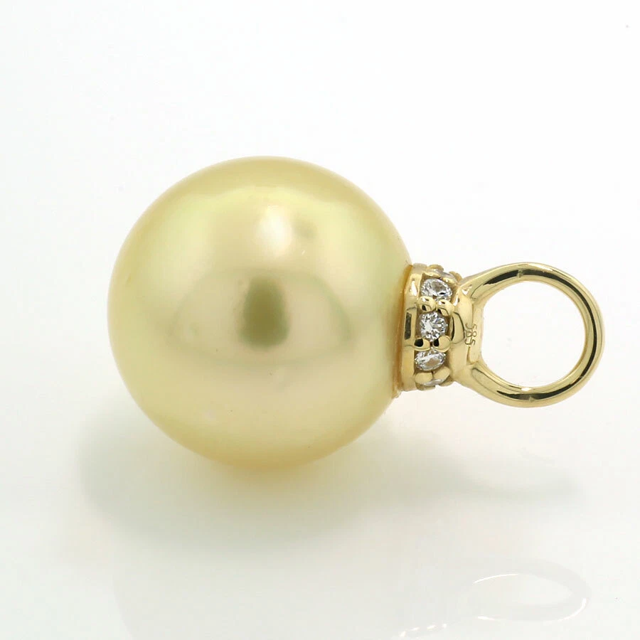 Valor Perla Mares Del Sur Colgante Brillante 13,5 MM Oro Colores Naturales 585er - Imagen 2 de 3