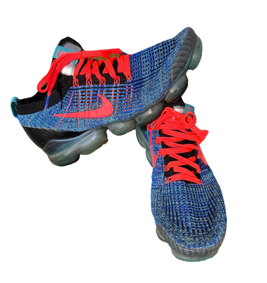 NIKE AIR MAX VAPORMAX Mens Sz 11 FLYKNIT BLUE FURY CRIMSON AJ6900-401