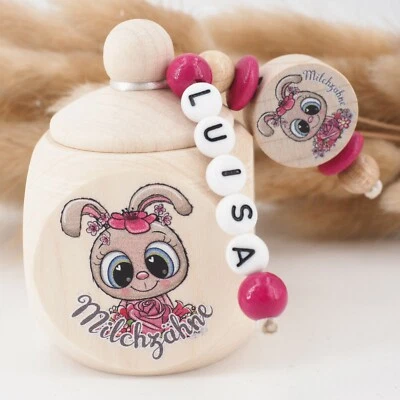 MOTZISBUNTEWELT Milchzahndose mit Namen ❤ Geschenk Mädchen Geburtstag Hase Zahnfee Einschulung