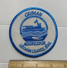 Cayman Aggressor BWI Diving Charter Boat Blue White Embroidered Patch Badge