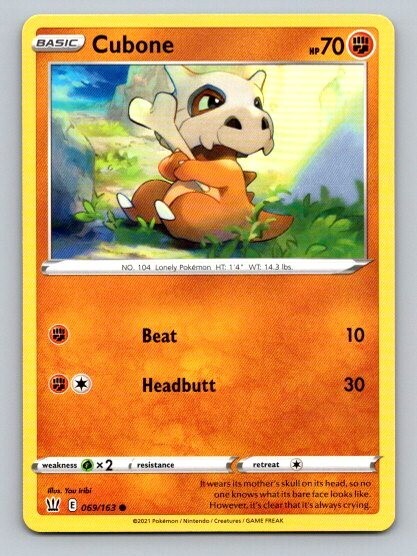 2021 Pokemon Card Battle Styles Cubone 69/163