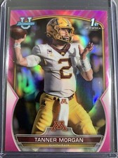 Tanner Morgan Pink Refractor 1st Rookie Card 2022 Bowman Chrome U University #11. rookie card picture