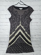 London Times Women's Dress Sheath Gray Floral Lace Pattern Cap Sleeve Size 10