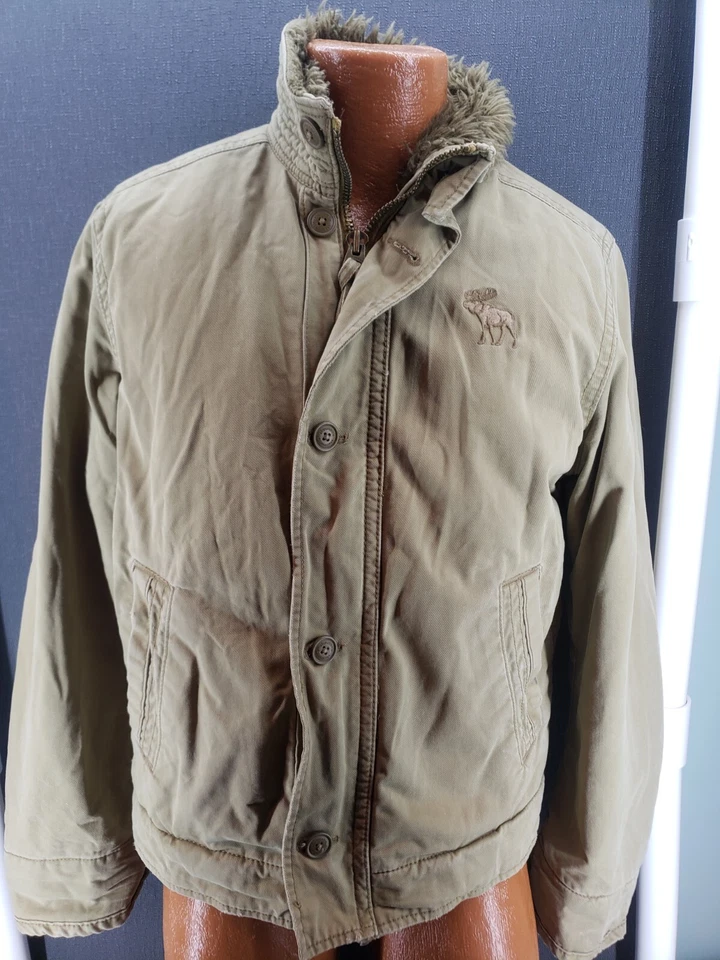 Chaqueta Abercrombie Nueva York Juvenil Adirondack XL "Piel" Forro Tostado Caqui De Colección Foto 3 de 4