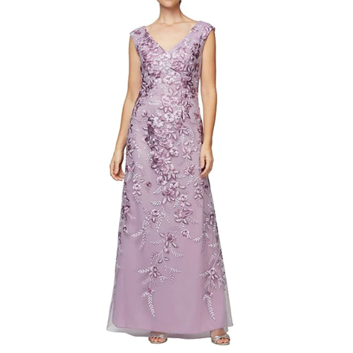 ALEX EVENINGS Mauve Lilac Floral 