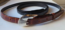 Vtg Alligator Leather Belts Sz 28 Sterling Silver Buckle Removable Brown & Black