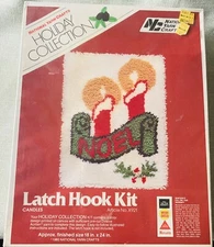 1980 Christmas Noel Candle Latch Hook Rug Kit National Yarn Crafts 18” X 24” NEW