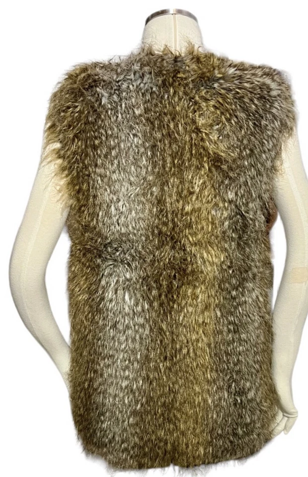 Chaleco de piel sintética Halston Heritage marrón para mujer talla 2 Foto 3 de 4