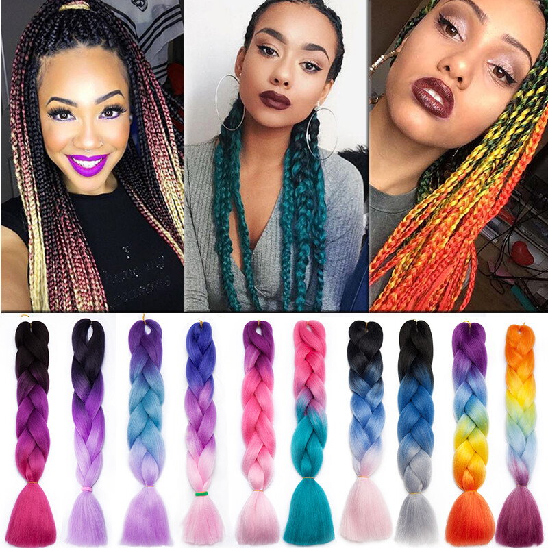 Rainbow Coloured Color Jumbo Braiding Box Braids Hair Extension