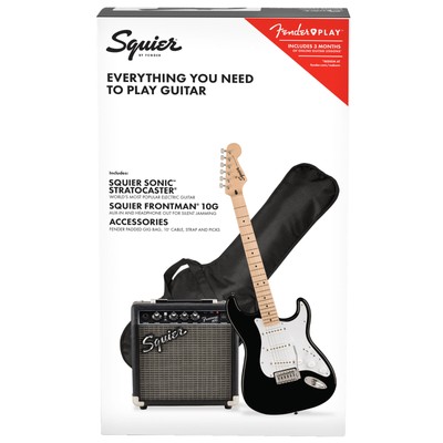E-Gitarren Set Squier Sonic Stratocaster Pack BK Gitarren Bundle Verstärker Kabe