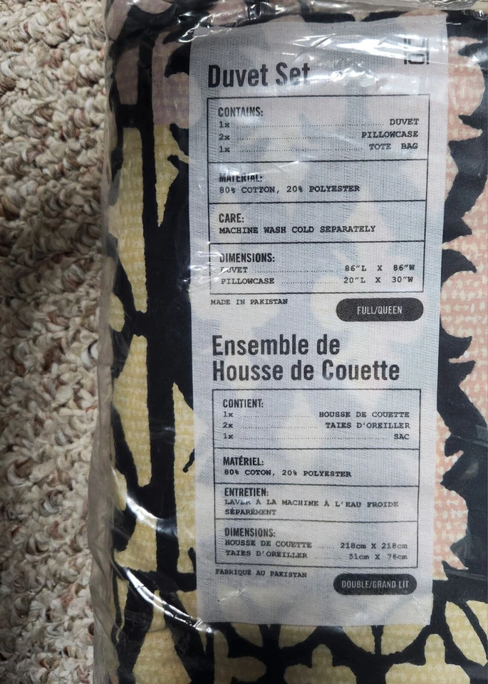 Новый с Ярлыками Urban Outfitters Shiloh пододеяльник и 2 наволочки полный/королева черный - Изображение 3 из 4