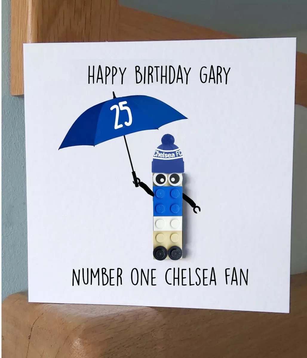 CHELSEA LEGO football club brick greetings Card Happy Birthday