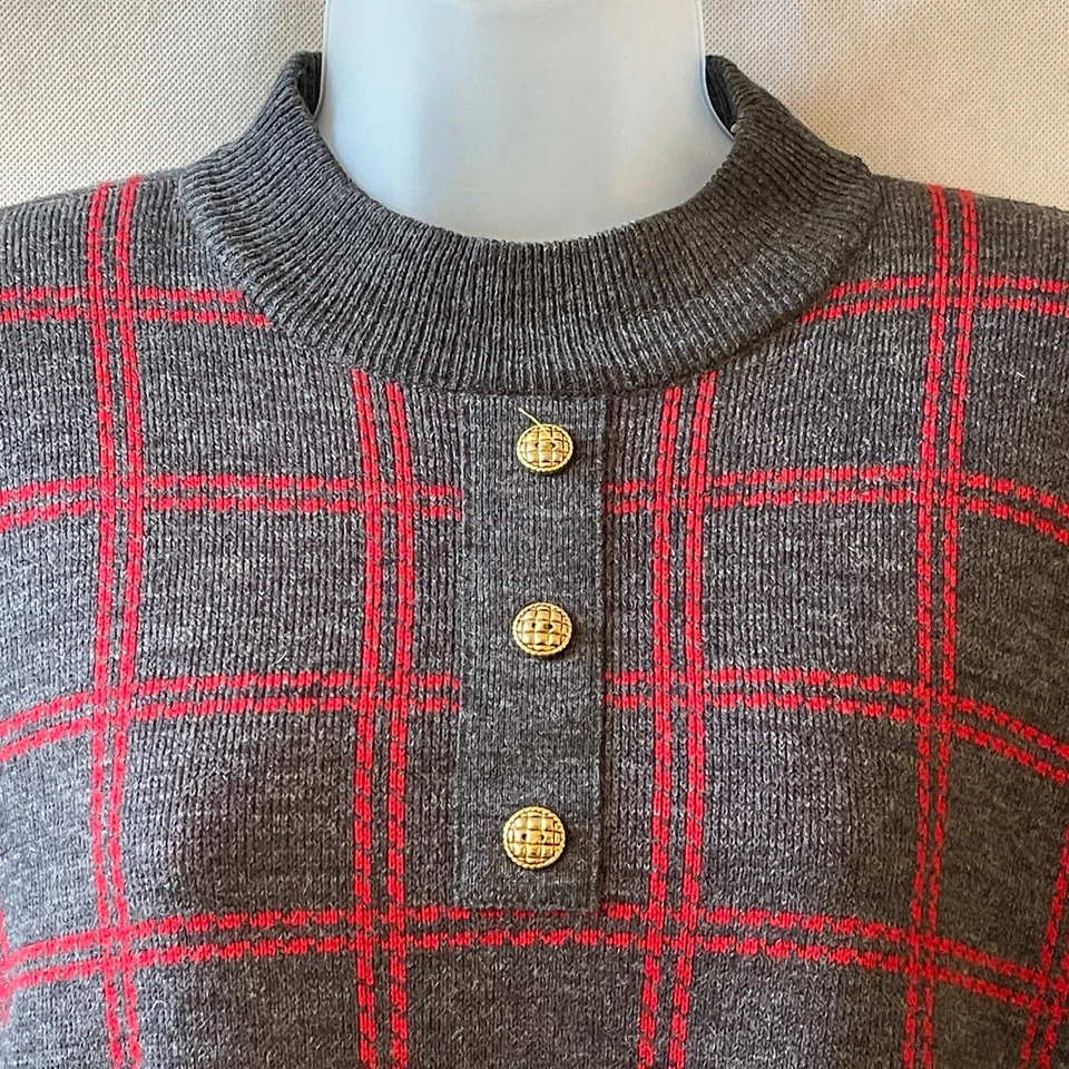 Top túnica tejida a cuadros mod vintage años 80 ADOLFO coleccionables talla mediana Foto 2 de 4