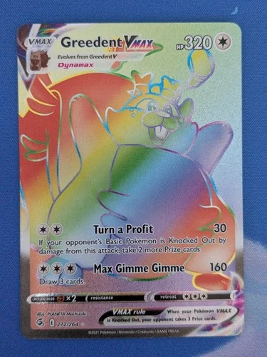 Greedent Vmax 272/264 - Fusion Strike Holo Secret Rare Pokémon TCG NM
