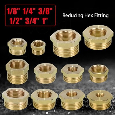 BSP Messing Stecker auf Buchse Reduzierend Sechskant Adapter BSP 1/8'' 1/4''-1''