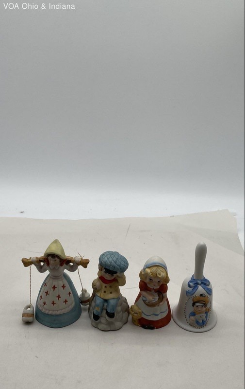 Ceramic Figurine Bell Lot Jasco Vintage 1978 Holiday Children 4 Pieces