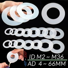 1-5MM THICK WHITE SILICONE HIGH TEMP FLAT RING RUBBER WASHER SEAL GASKETS 10PCS