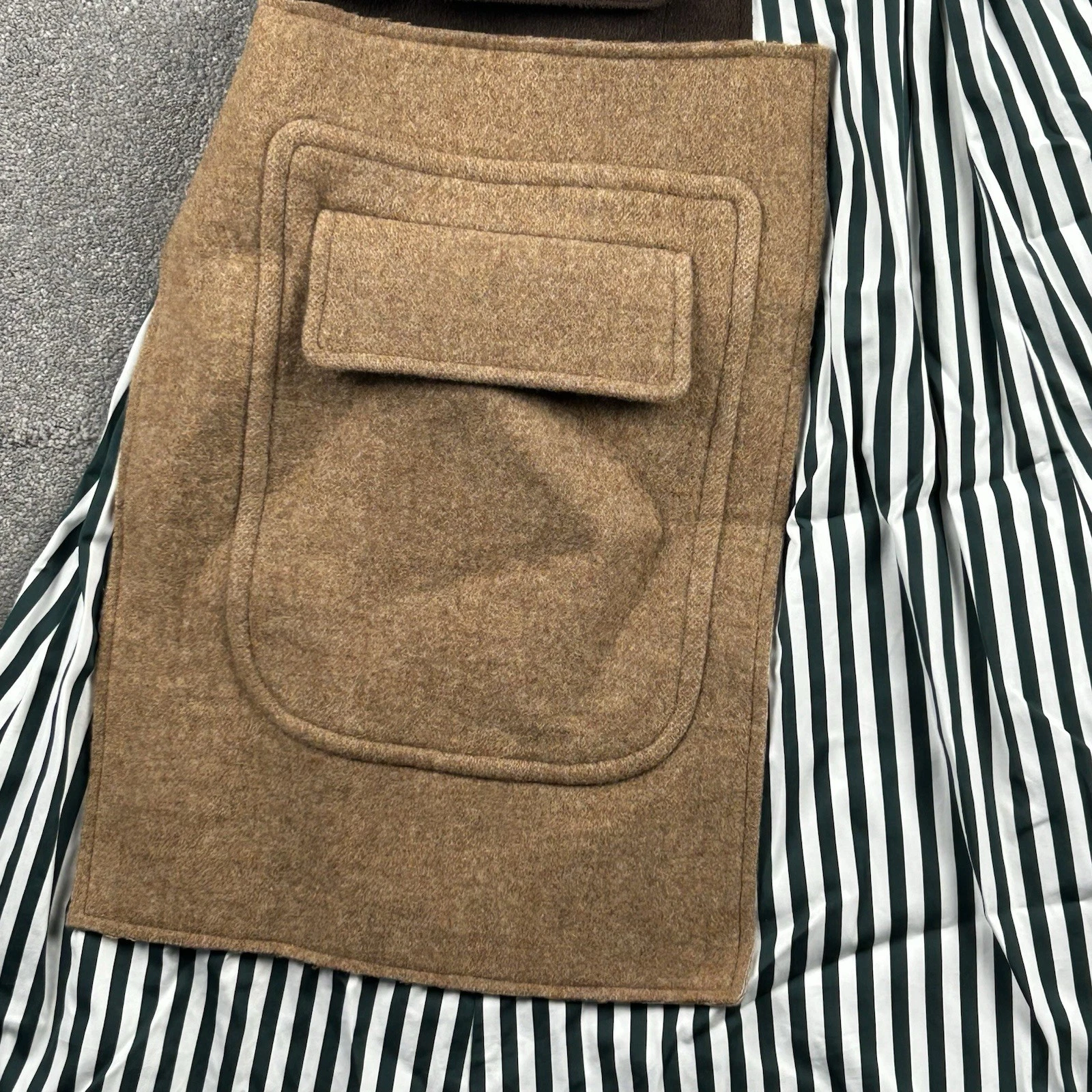 Abito Camicia Midi Maison Margiela Misto Lana Tasca Righe Taglia S UK 8 EU 40 Nuovo