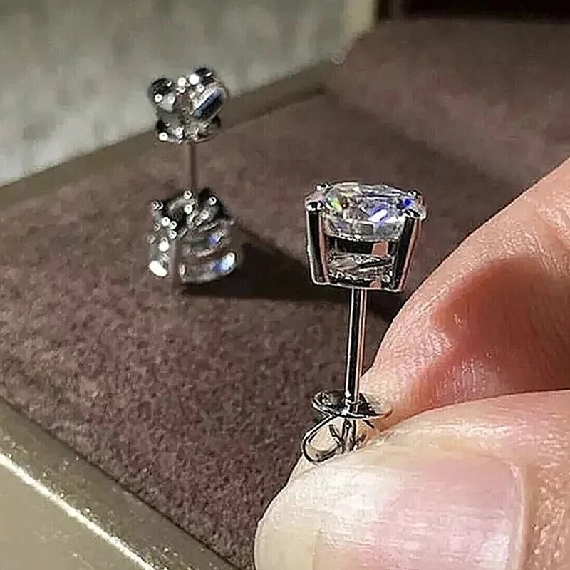 Klassisch 1Kt Rund Brillant Diamant Ohrstecker Ohrringe Solitär Weißgold-Finish - Bild 2 von 4