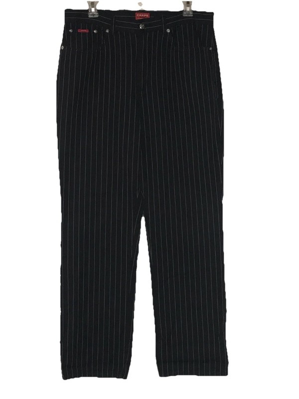 CHAPS DENIM JEANS BLACK WHITE STRIPED PANTS SIZE 10-12