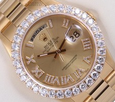 Rolex Mens 18038 President 36mm 18k Gold Diam...