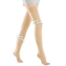 Thigh High Compression Stockings for Women  Men Pair , 15-20 mmHg Open Toe ...
