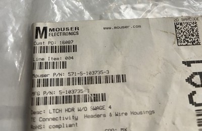 5-103735-3 CONNECTOR HEADER VERT 4POS 2.54MM Pack of 2