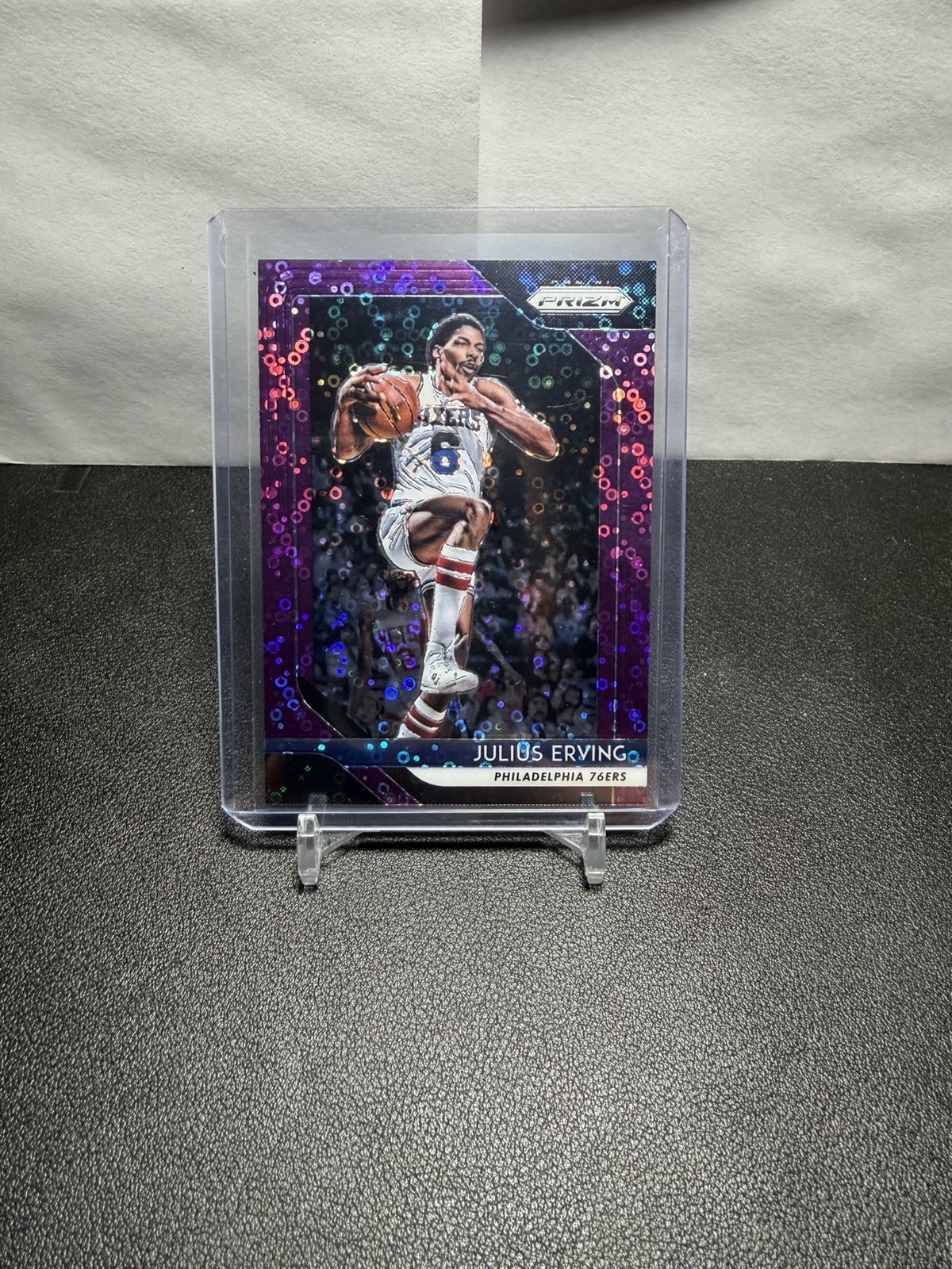 2018 PRIZM JULIUS ERVING PURPLE FAST BREAK /75 #95