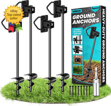 Ground Anchors Screw In, Multi-Purpose Trampoline Stakes Heavy Duty 3" Wider Spi