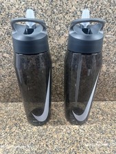 Nike Water Bottle 32 Oz Gray Straw Lid Lot 2 Plastic Reusable Dishwasher Safe