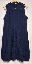 J.Crew Factory Eyelet Sleeveless Shirtdress Navy Blue Size XS J0945