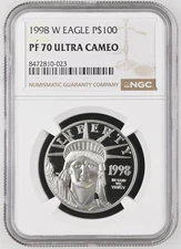 1998 W $100 1 Oz 9995 PLATINUM American EAGLE Proof Coin NGC PF70 Ultra Cameo