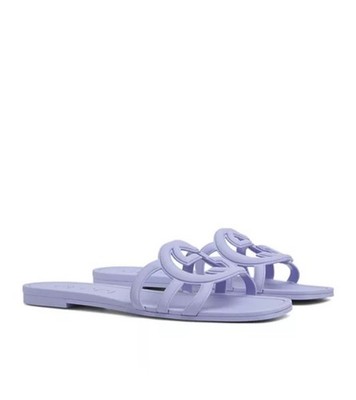 Gucci Palma Interlocking Logo Details Slide Rubber Sandals Lilac