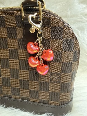 Red Heart Bag Charm Keychain Jelly Cluster Heart Clasp New Handmade