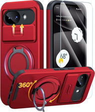 JAME for Google Pixel 10A Case, Ring Holder Stand Kickstand, Slide Camera Cover