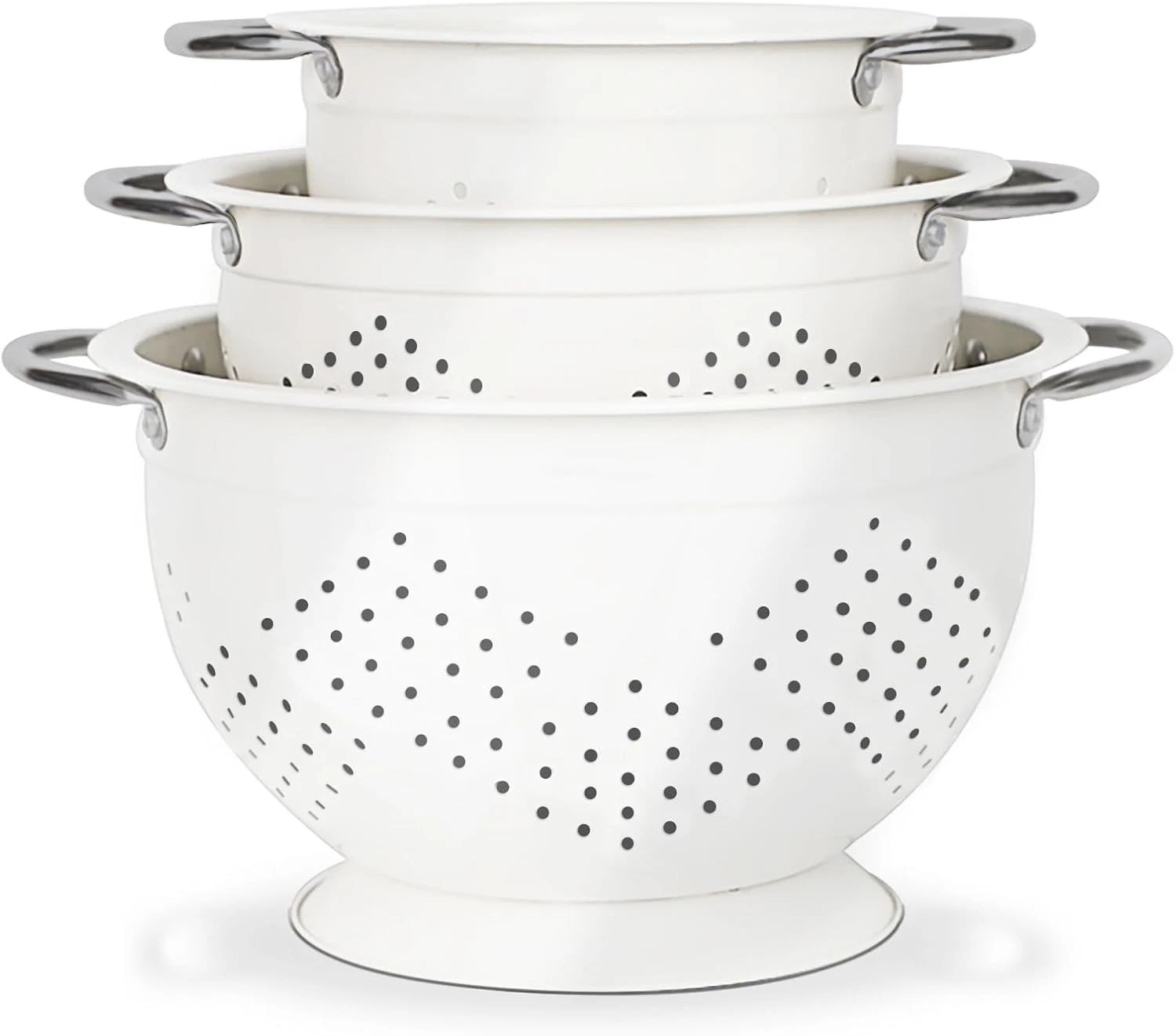 Colander Set Kitchen 1.5 3 5 Qt Stainless Steel Handle Food Strainers &