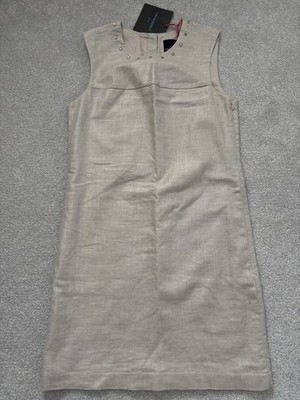 knee length dresses for ladies CYNTHIA ROWLEY Navy 100% Linen Mini Dress Size 8