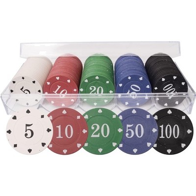 Poker Chips Set 100 Stück Pokerbox Spielkarten für Poker Family