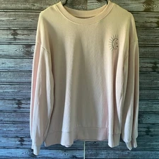 C&C California Women's Long-Sleeved Sweatshirt Size L Light Pink Moon Stars Sun