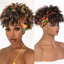 Afro Kinky Curly Headband Wigs For Women Synthetic Hair Wigs Turban Wrap Hair