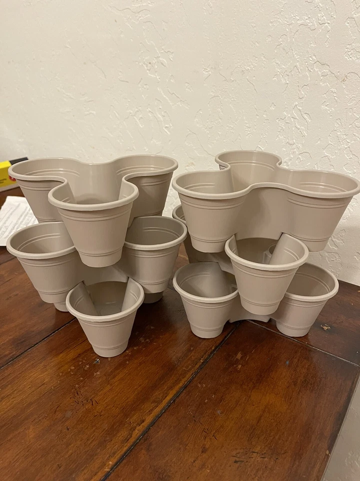 3 Tier Stackable Flower Pots Planters Vertical Garden Tower 6pcs  SMALL - Image 4 of 4